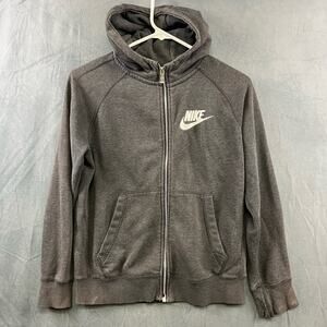 Nike Kids Large Shacket Hood Full Zip Distressed Embroidered Logo Grunge Skater